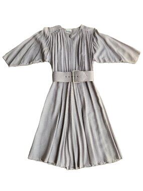 NINA PICCALINO Midi Coquette Fit & Flare Dress Small Pink/Gray Dot Women's 10